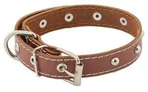 Homepet ошейник для собак кожаный с украшениями простроченный коричневый