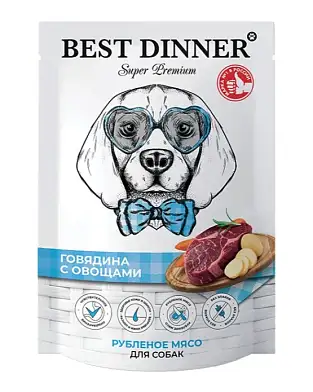 Best Dinner Dog Super Premium влажный корм для взрослых собак и щенков говядина с овощами (пауч)
