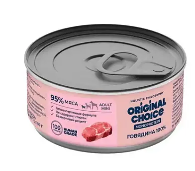 ORIGINAL CHOICE MONOPROTEIN ADULT MINI консервы для собак мелких пород говядина 100%